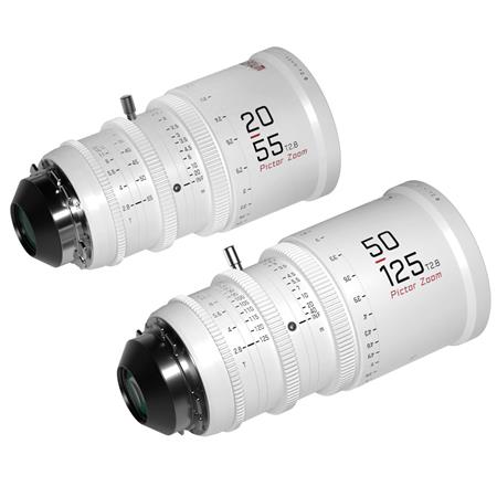 DZOFILM Pictor 20-55mm and 50-125mm T2.8 Super35 Parfocal Zoom Cine Lens Bundle, PL-Mount, White